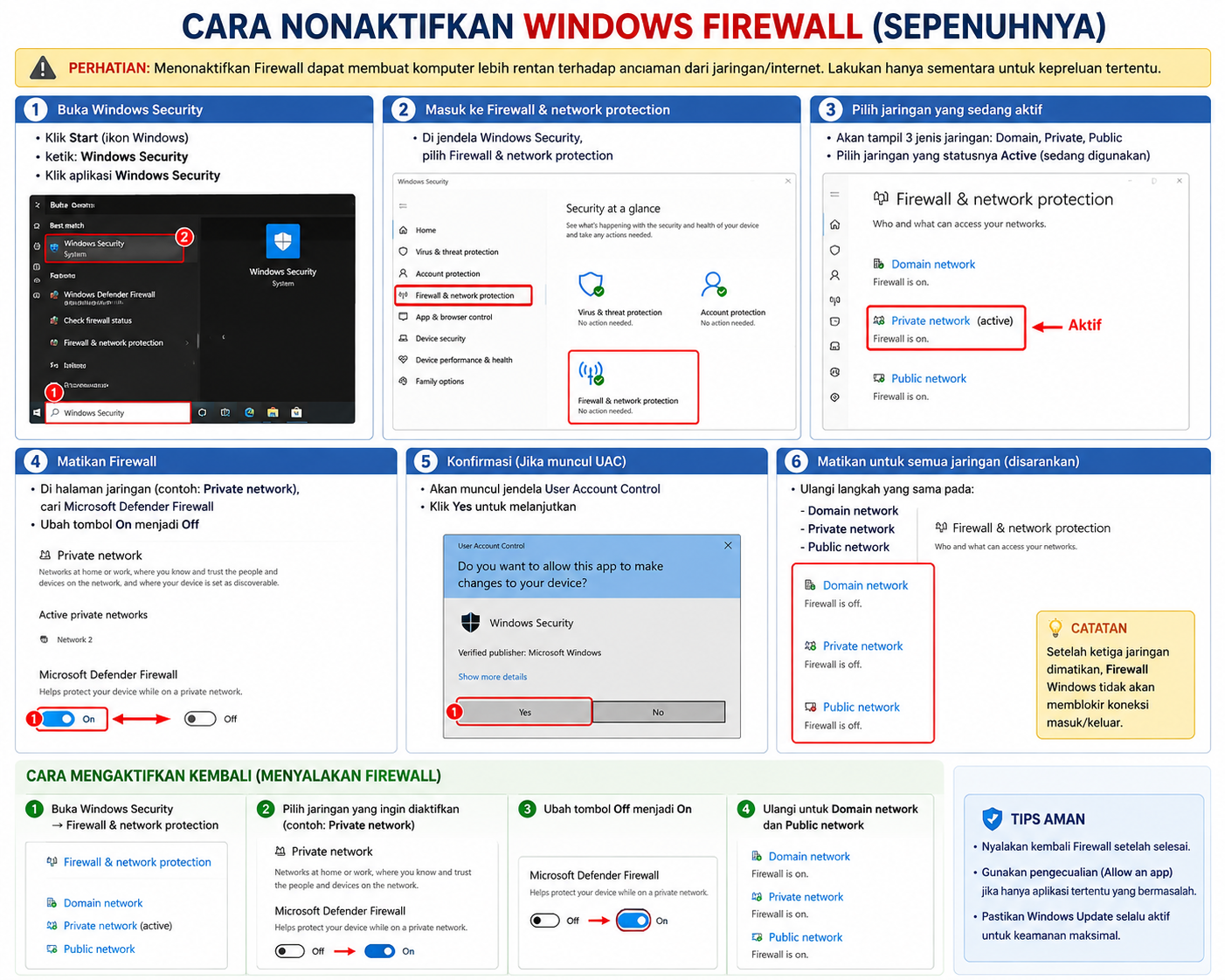 Cara Non aktifkan Firewall