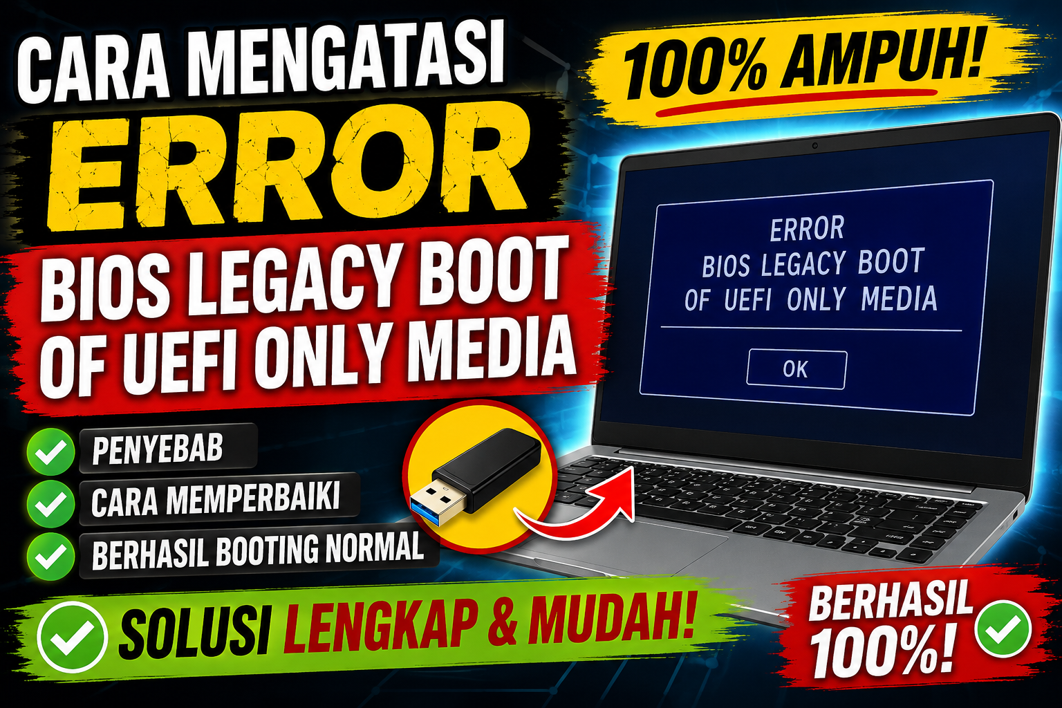 Cara Mengatasi ERROR BIOS LEGACY BOOT OF UEFI ONLY MEDIA (100% AMPUH)