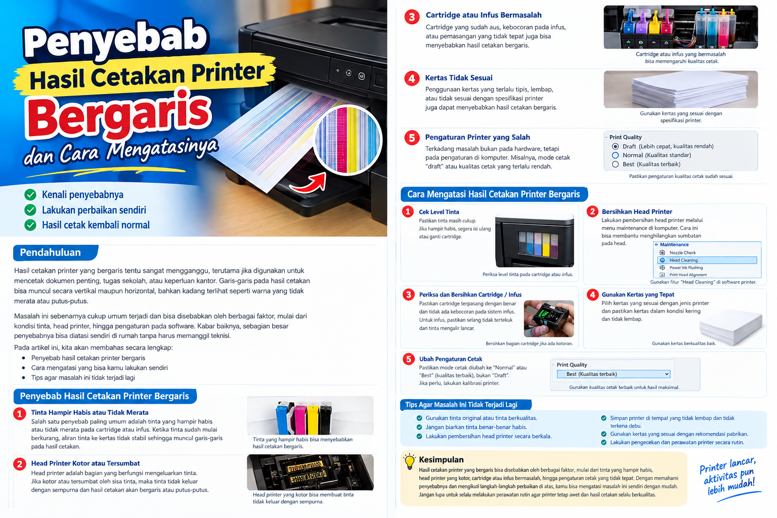 Penyebab Hasil Cetakan Printer Bergaris dan Cara Mengatasinya